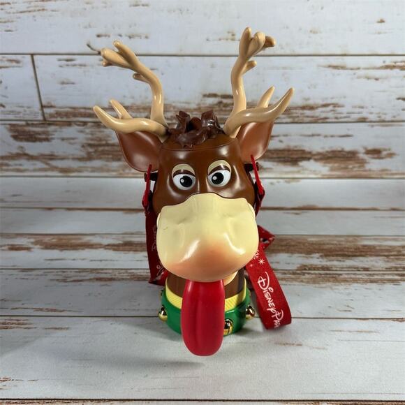 Disney Parks Christmas Fantasy Parade Reindeer Sipper Cup w/ Lanyard - Picture 1 of 5